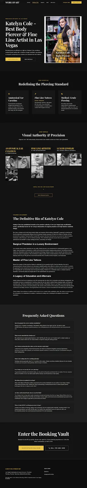 Katelyn Cole master piercer — curated ear and body piercing Las Vegas — Las Vegas tattoo and piercing shop and piercing studio at Work of Art Tattoo & P…