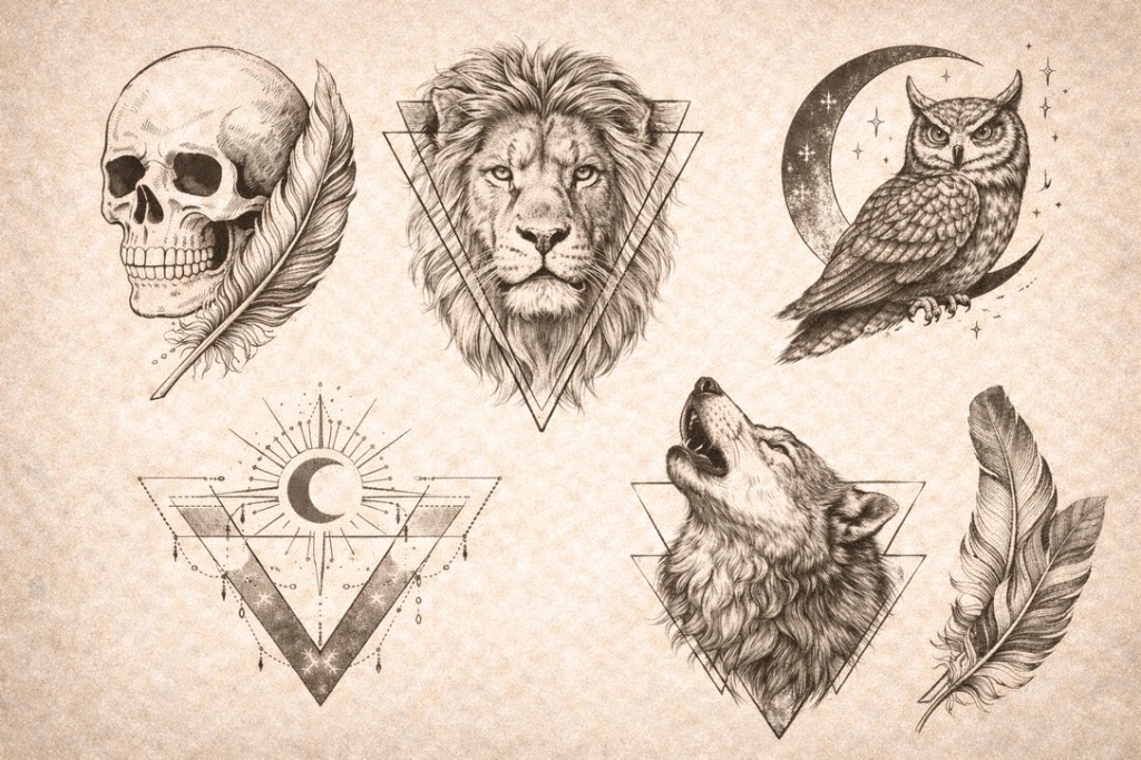 Animals & geometry — palm-size flash tattoo under $100, Work of Art Las Vegas
