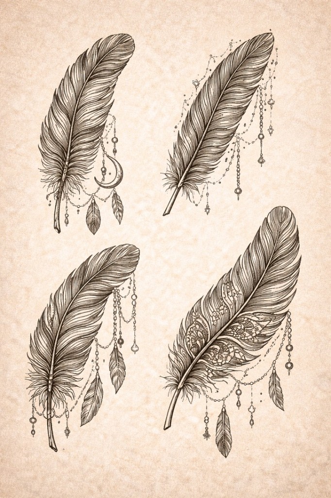 Feather & charm flash — palm-size flash tattoo under $100, Work of Art Las Vegas