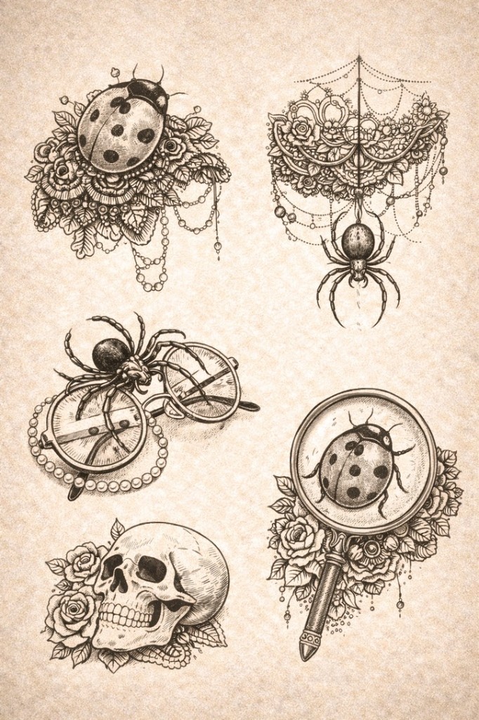 Gothic nature flash — palm-size flash tattoo under $100, Work of Art Las Vegas