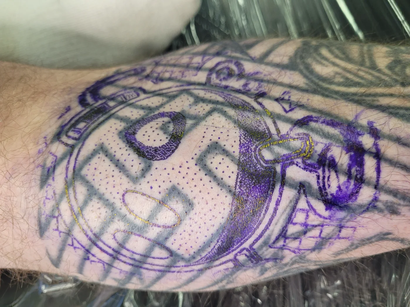 color character cover up over geometric las vegas — Las Vegas tattoo portfolio at Work of Art