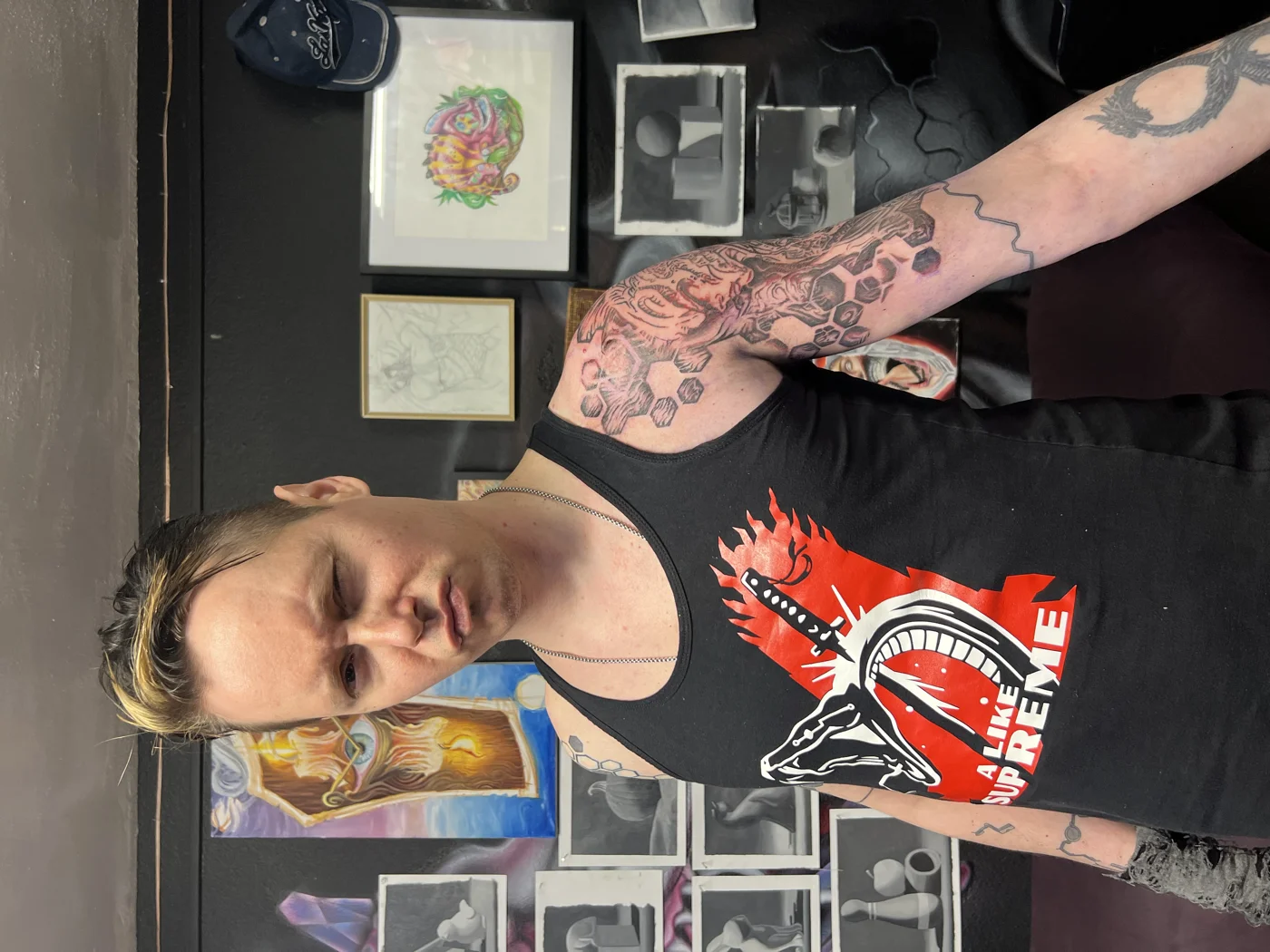 geometric portrait realism sleeve client las vegas — Las Vegas tattoo portfolio at Work of Art