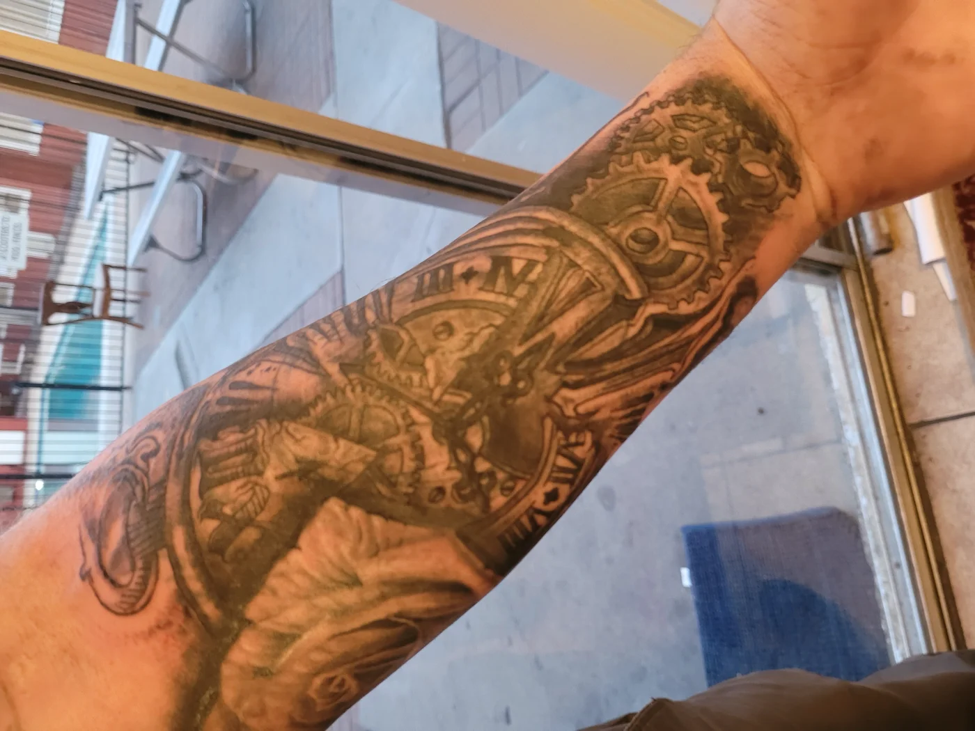 steampunk clock gears rose forearm healed las vegas — Las Vegas tattoo portfolio at Work of Art