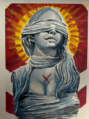 Watercolor on canvas board — Joshua Cole original art, Work of Art Las Vegas Close-up composition, Work of Art Tattoo & Piercing, Las Vegas