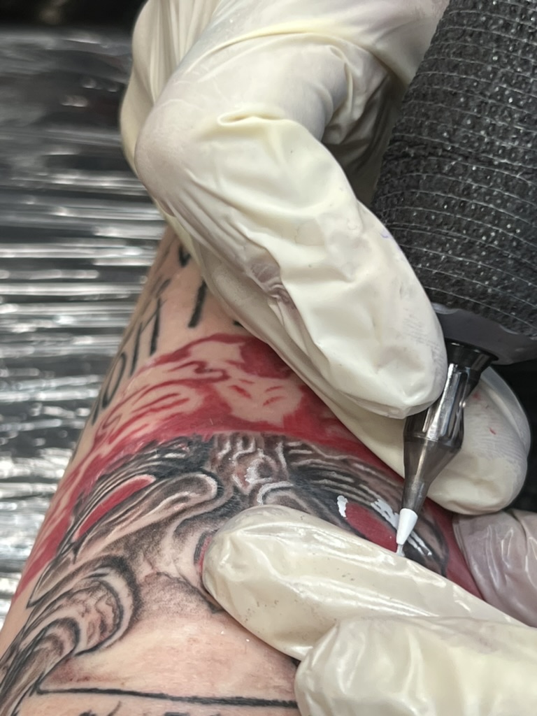 Illustrative demon tattoo session detail — Joshua Cole, Work of Art Las Vegas